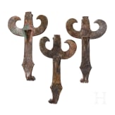 Three bronze figurines in the form of sirens, Greek, third quarter of the 6th century B.C.