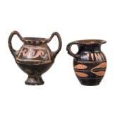 19 miniature vessels in black slip ware, Southern Italy, 4th&ndash;3rd centuries B.C.