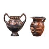 19 miniature vessels in black slip ware, Southern Italy, 4th&ndash;3rd centuries B.C.