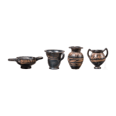 19 miniature vessels in black slip ware, Southern Italy, 4th&ndash;3rd centuries B.C.