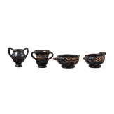 19 miniature vessels in black slip ware, Southern Italy, 4th&ndash;3rd centuries B.C.