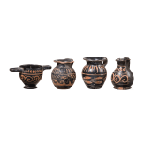 19 miniature vessels in black slip ware, Southern Italy, 4th&ndash;3rd centuries B.C.