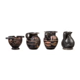 19 miniature vessels in black slip ware, Southern Italy, 4th&ndash;3rd centuries B.C.