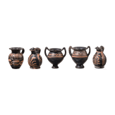19 miniature vessels made of black-ground glossy earthenware, southern Italy, 4th&ndash;3rd centuries B.C.