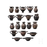 19 miniature vessels made of black-ground glossy earthenware, southern Italy, 4th&ndash;3rd centuries B.C.
