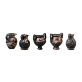 19 miniature vessels made of black-ground glossy earthenware, southern Italy, 4th&ndash;3rd centuries B.C.