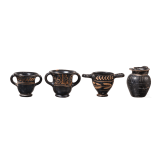 19 miniature vessels made of black-ground glossy earthenware, southern Italy, 4th&ndash;3rd centuries B.C.