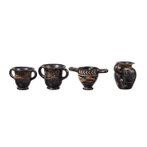 19 miniature vessels made of black-ground glossy earthenware, southern Italy, 4th&ndash;3rd centuries B.C.