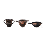 19 miniature vessels made of black-ground glossy earthenware, southern Italy, 4th&ndash;3rd centuries B.C.