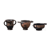 19 miniature vessels made of black-ground glossy earthenware, southern Italy, 4th&ndash;3rd centuries B.C.