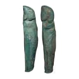 Two anatomically shaped greaves with dotted-and-knobbed decoration, from southern Italy, 5th&ndash;4th centuries B.C.