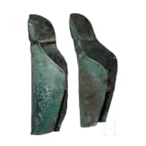 Two anatomically shaped greaves with dotted-and-knobbed decoration, from southern Italy, 5th&ndash;4th centuries B.C.