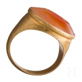 Late Hellenistic &ndash; Early Roman gold ring with a carnelian gemstone, 1st century B.C. - 1st century A.D.