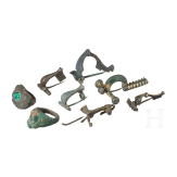 Six Roman bronze brooches and two bronze rings, 1st&ndash;4th centuries A.D.