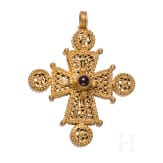 Goldenes Kreuz mit feiner Filigranarbeit, fr&uuml;hbyzantinisch, 6. - 7. Jhdt. n. Chr.