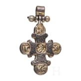 Silberkreuz mit Inschrift und Dekor in Niello, mittelbyzantinisch, 9. - 12. Jhdt.