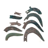Three Bronze Age sickles and six sickle fragments, 12th&ndash;10th centuries B.C.