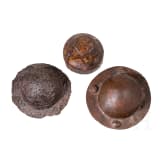 Two iron shield bosses and an iron cladding, 6th century A.D.