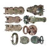 Eight fittings from early medieval belt sets, 6th&ndash;7th centuries.