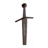Gothic sword, from south-eastern Europe but modelled on Western designs, with inlaid lettering, 13-14th century.