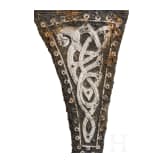 A Viking battle axe made of iron with silver inlays in the Jelling style, 10th century
