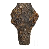 A Viking battle axe made of iron with silver inlays in the Jelling style, 10th century