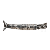 Ornate Thor&rsquo;s hammer on a solid silver foxtail chain, Viking, 10th century.