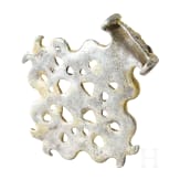 Gold-plated silver pendant with a cross-shaped braided cord, Viking, 10th century.