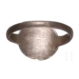 Late Medieval silver ring with a bull's head and inscription, Southeastern Europe, 13th&ndash;14th centuries