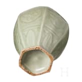 A Chinese hexagonal faceted celadon Meiping vase, probably Ming Dystany