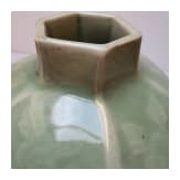 A Chinese hexagonal faceted celadon Meiping vase, probably Ming Dystany