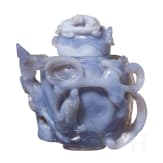 A Chinese vase cut from blue agate, 19th century