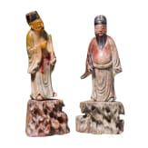 Two soapstone scholar figures, China, 20th century