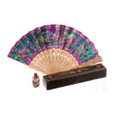 A Canton Fan in Lacquer Case and a Snuff Bottle, China, second half of the 19th century and 20th century