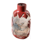 A Canton Fan in Lacquer Case and a Snuff Bottle, China, second half of the 19th century and 20th century