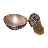 A Tibetan ritual bowl (kapala) and a small travelling altar (Gau), 20th century