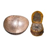 A Tibetan ritual bowl (kapala) and a small travelling altar (Gau), 20th century