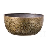 Silver bowl with all-over floral and figurative decoration on the exterior, niello and gilding, Thailand, 19th century.