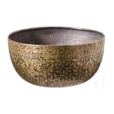 Silver bowl with all-over floral and figurative decoration on the exterior, niello and gilding, Thailand, 19th century.