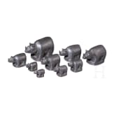 Nine rhino-shaped bronze opium weights, Burma, 20th century