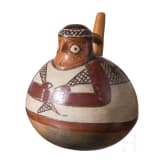 A Pre-Columbian painted figural clay vessel, Peru, probably Nazca, 3rd - 8th century