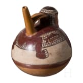 A Pre-Columbian painted figural clay vessel, Peru, probably Nazca, 3rd - 8th century