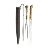 Silber- und Goldtauschiertes Besteck, balkant&uuml;rkisch, datiert 1879