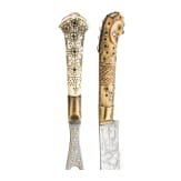 Silber- und Goldtauschiertes Besteck, balkant&uuml;rkisch, datiert 1879