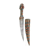An Ottoman coral studded kandshar, late 19th century