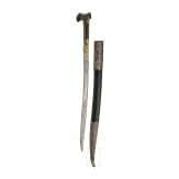 An Ottoman yatagan with silver inlaid blade, dated 1771