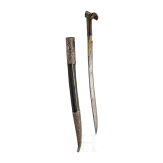 An Ottoman yatagan with silver inlaid blade, dated 1771