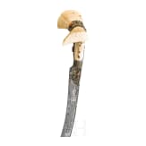 An Ottoman silver mounted yatagan, dated 1870