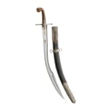 A silver mounted Ottoman kilic with rhino horn grips, ca. 1840
