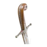 A silver mounted Ottoman kilic with rhino horn grips, ca. 1840